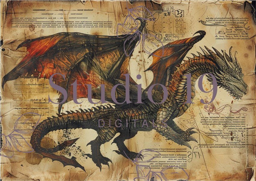 Dragon scrapbook papers (31 pages) DIGITAL FILE