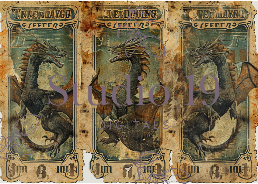 Dragon scrapbook papers (31 pages) DIGITAL FILE
