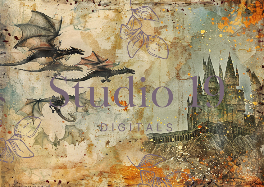 Dragon scrapbook papers (31 pages) DIGITAL FILE