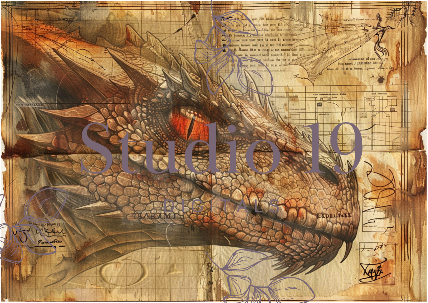 Dragon scrapbook papers (31 pages) DIGITAL FILE