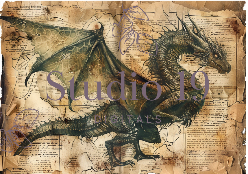 Dragon scrapbook papers (31 pages) DIGITAL FILE