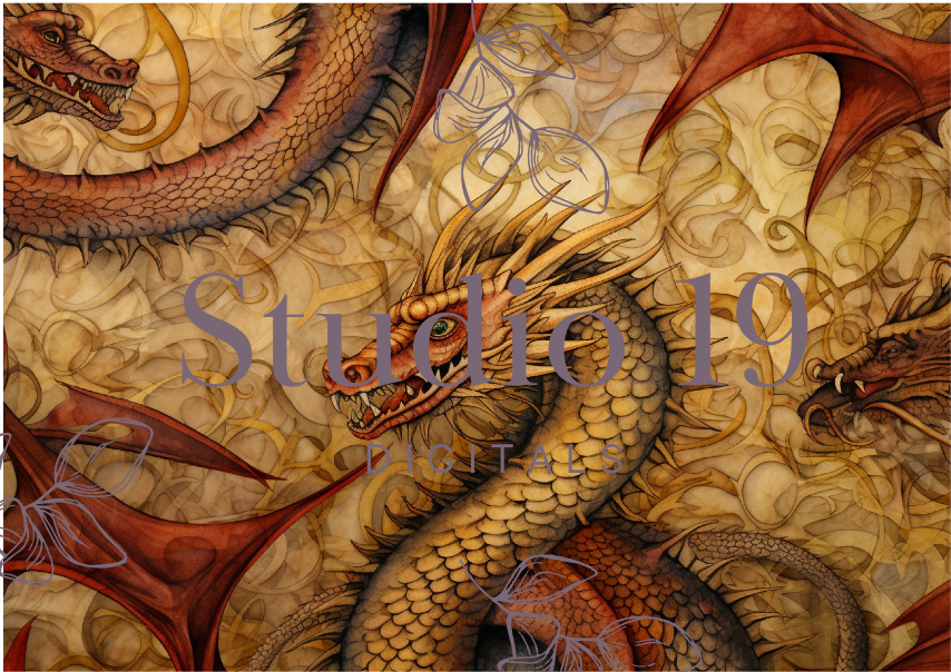 Dragon scrapbook papers (31 pages) DIGITAL FILE