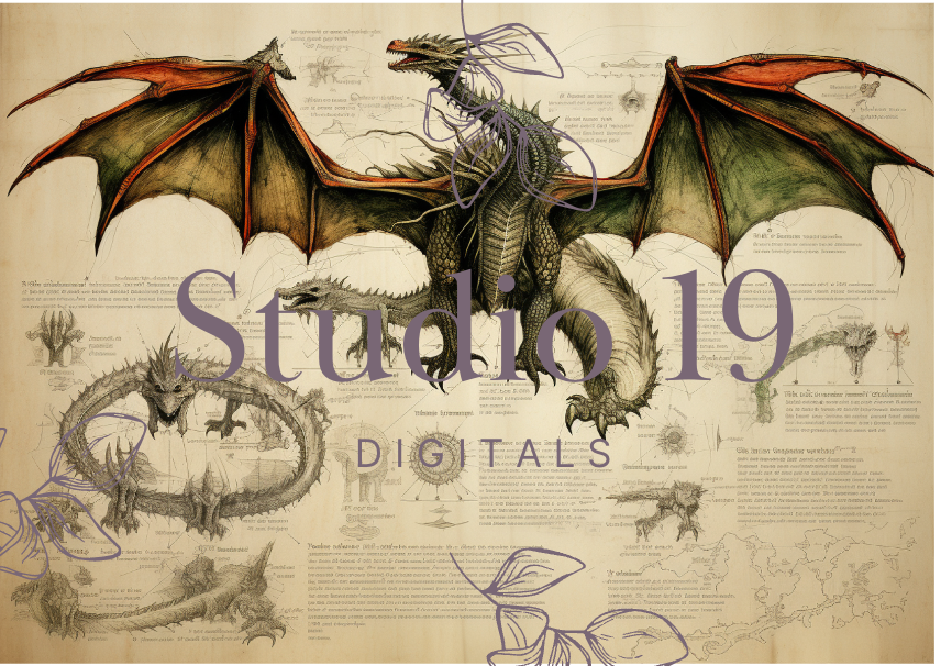 Dragon scrapbook papers (31 pages) DIGITAL FILE