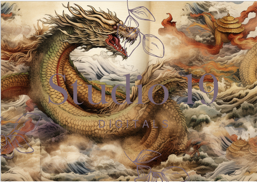 Dragon scrapbook papers (31 pages) DIGITAL FILE