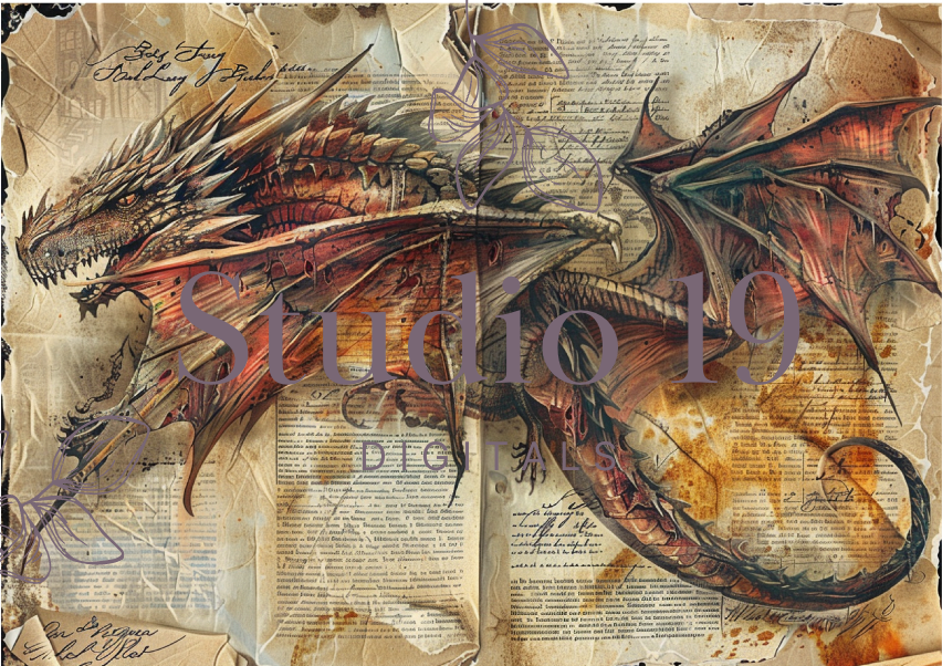 Dragon scrapbook papers (31 pages) DIGITAL FILE