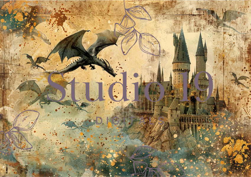 Dragon scrapbook papers (31 pages) DIGITAL FILE