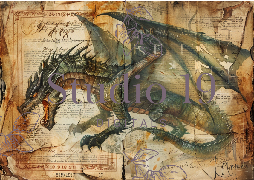 Dragon scrapbook papers (31 pages) DIGITAL FILE