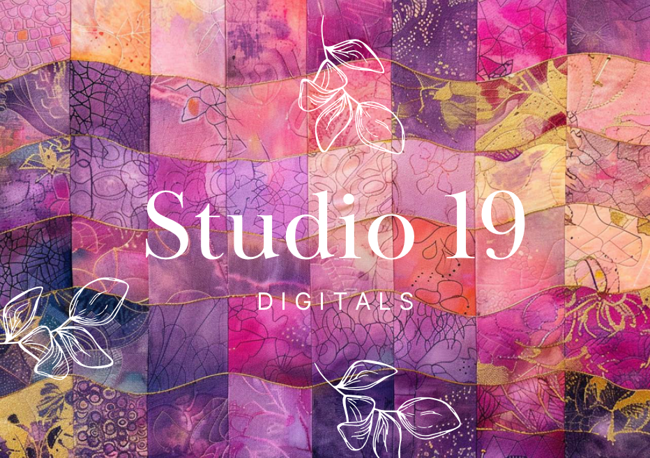 Quilted batik curvy scrapbook papers - 28 pages DIGITAL FILE
