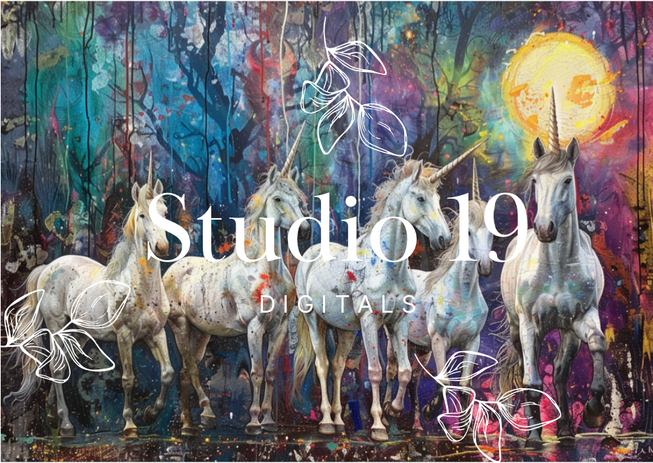 Unicorn scrapbook papers 40 pages (DIGITAL FILE)