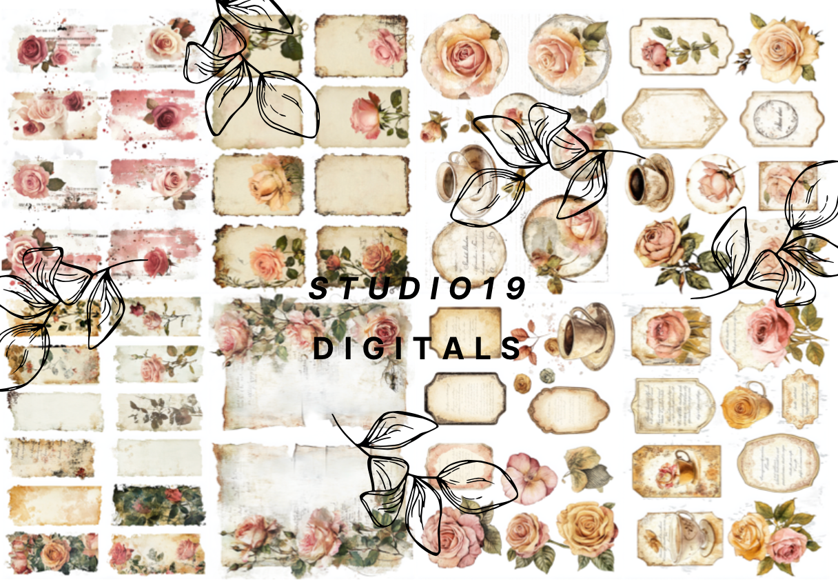 Vintage Rose MEGA Kit (41 papers) DIGITAL FILE