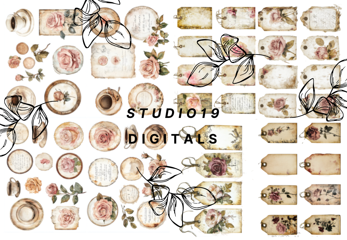 Vintage Rose MEGA Kit (41 papers) DIGITAL FILE