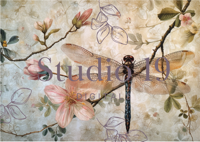 Dragonflies colourful scrapbook papers (25 pages) DIGITAL FILE