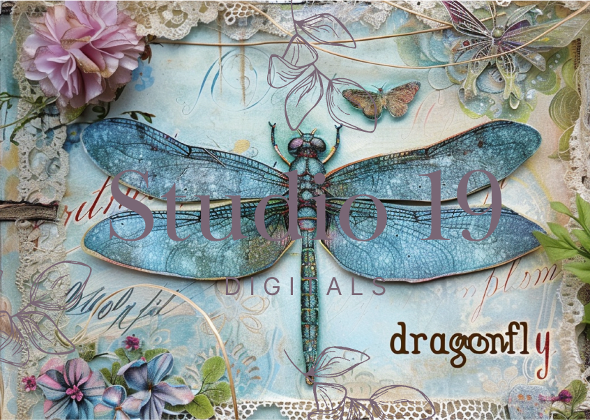 Dragonflies colourful scrapbook papers (25 pages) DIGITAL FILE