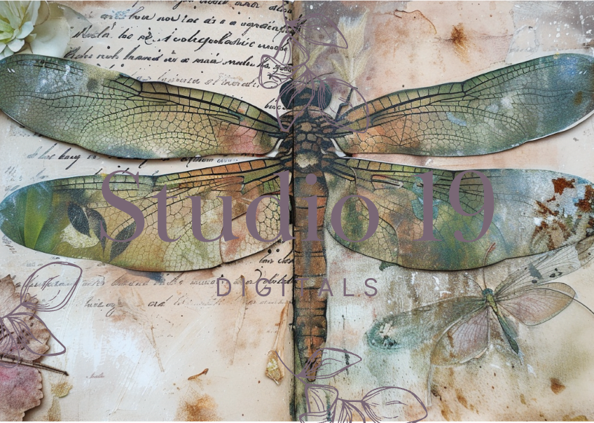 Dragonflies colourful scrapbook papers (25 pages) DIGITAL FILE