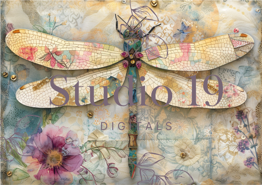 Dragonflies colourful scrapbook papers (25 pages) DIGITAL FILE