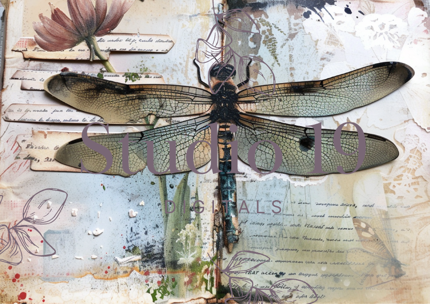 Dragonflies colourful scrapbook papers (25 pages) DIGITAL FILE