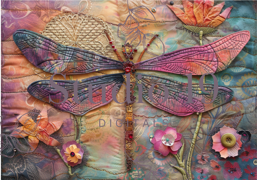 Dragonflies colourful scrapbook papers (25 pages) DIGITAL FILE