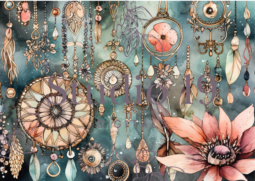 Softly Boho scrapbook papers (47 pages) DIGITAL FILE