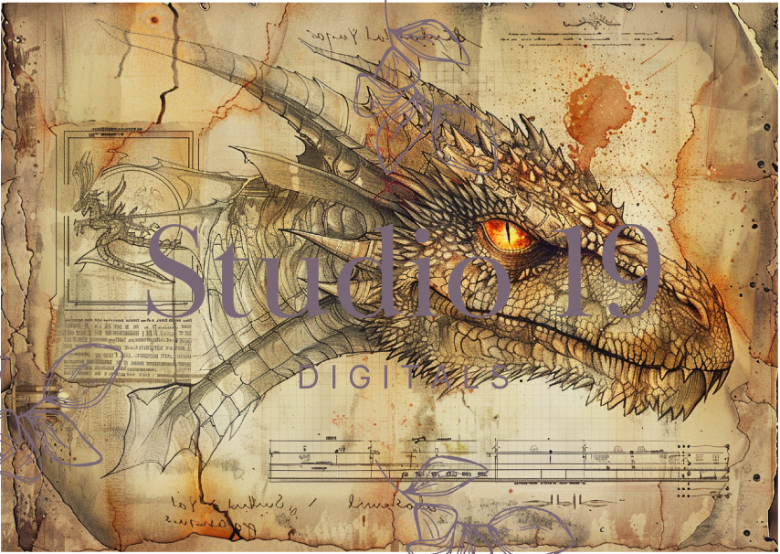 Drachen-Scrapbook-Papiere (32 Seiten) DIGITALE DATEI 