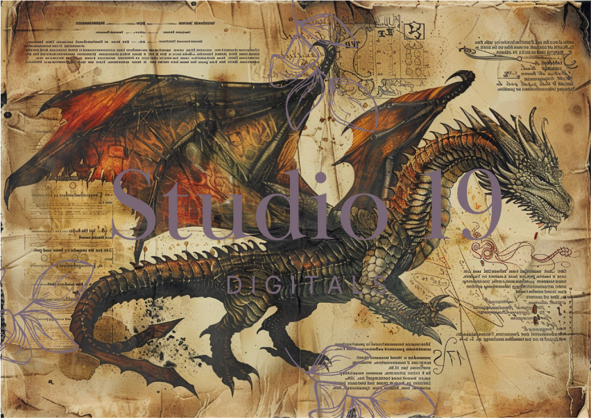 Drachen-Scrapbook-Papiere (32 Seiten) DIGITALE DATEI 