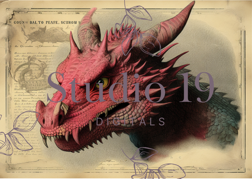 Drachen-Scrapbook-Papiere (32 Seiten) DIGITALE DATEI 