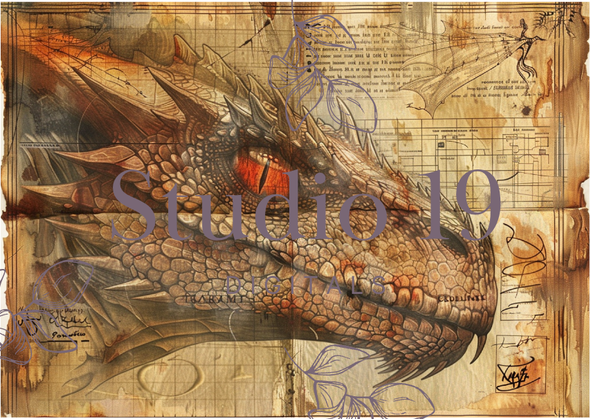 Drachen-Scrapbook-Papiere (32 Seiten) DIGITALE DATEI 