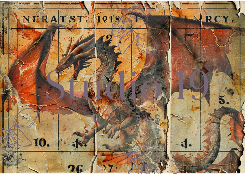 Drachen-Scrapbook-Papiere (32 Seiten) DIGITALE DATEI 