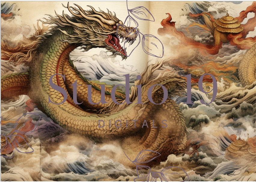 Drachen-Scrapbook-Papiere (32 Seiten) DIGITALE DATEI 