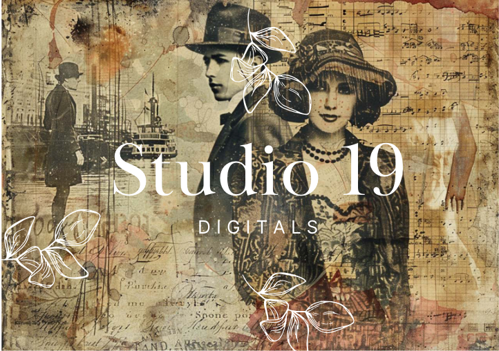 Vintage scrapbook papers - 48 pages (DIGITAL FILE)