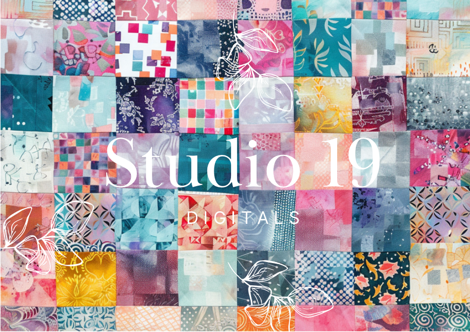 Quilted batik scrapbook papers - 52 pages - DIGITAL FILE