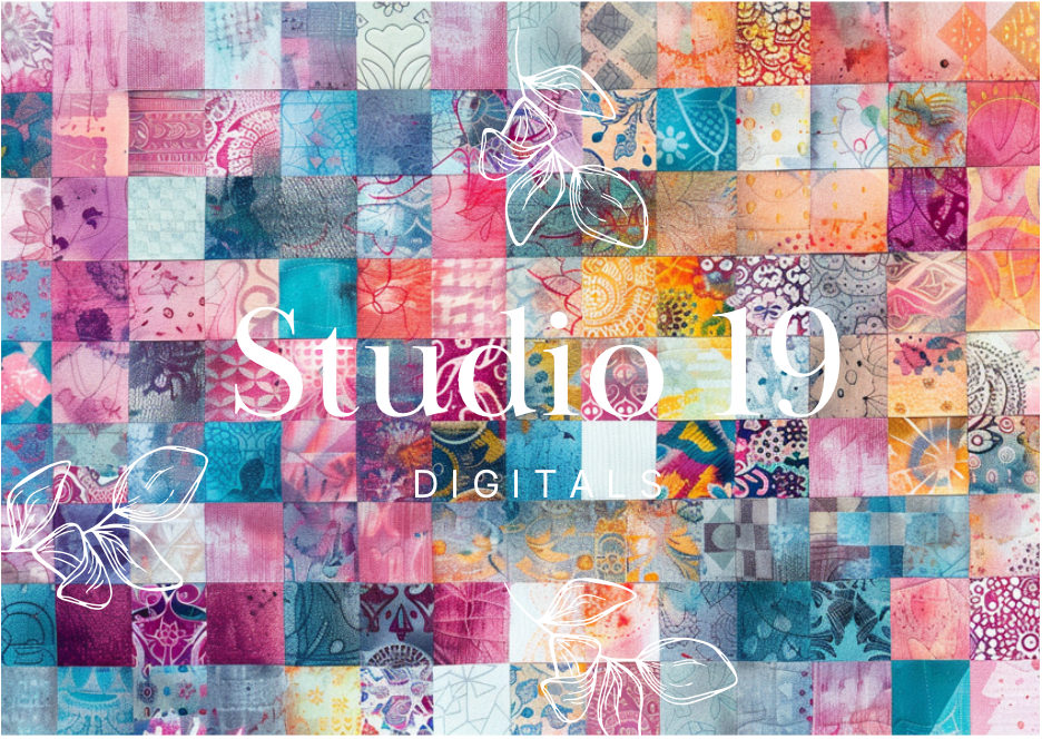 Quilted batik scrapbook papers - 52 pages - DIGITAL FILE