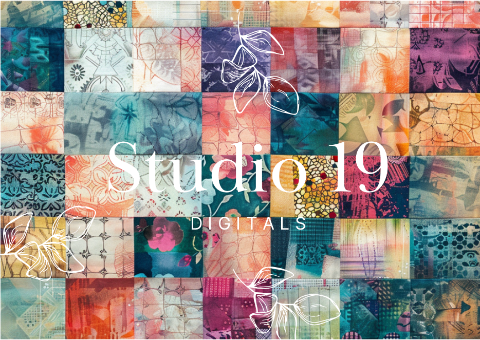 Quilted batik scrapbook papers - 52 pages - DIGITAL FILE