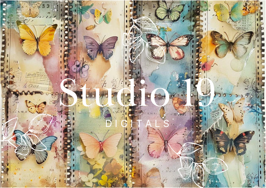 Butterfly scrapbook paper (set 1) 23 pages DIGITAL FILE