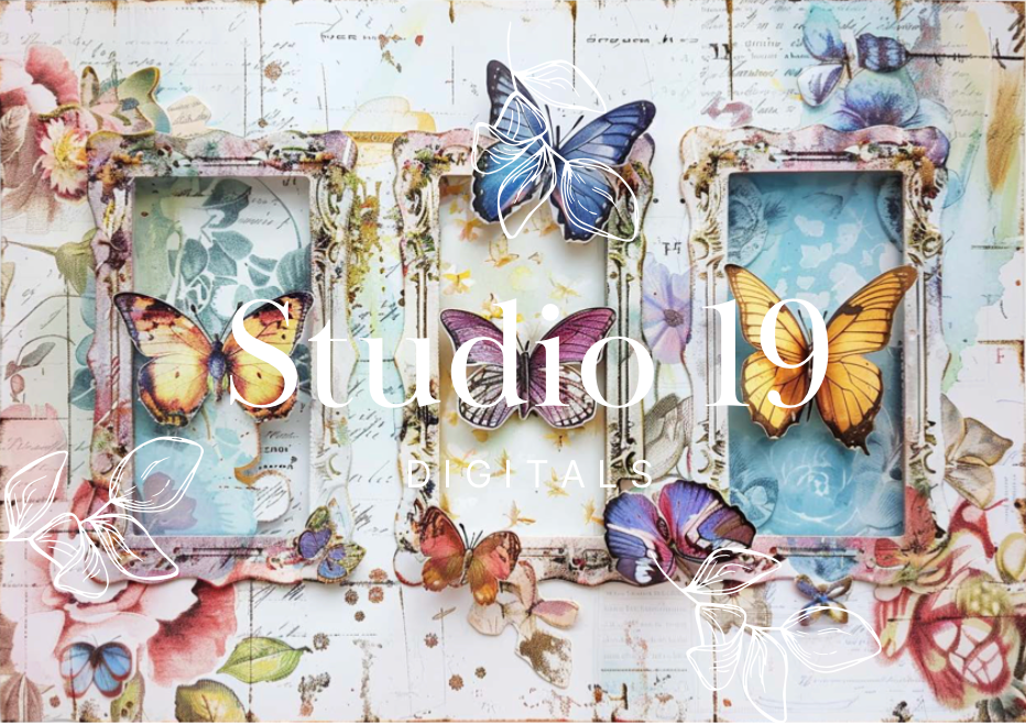 Butterfly scrapbook paper (set 1) 23 pages DIGITAL FILE