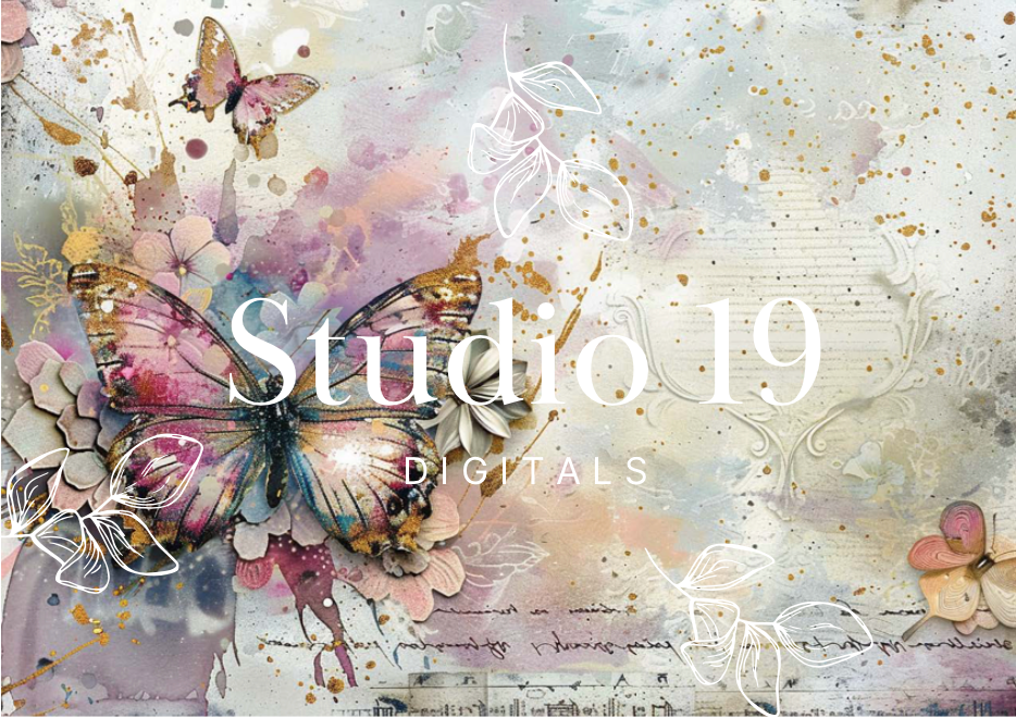 Butterfly scrapbook paper (set 1) 23 pages DIGITAL FILE