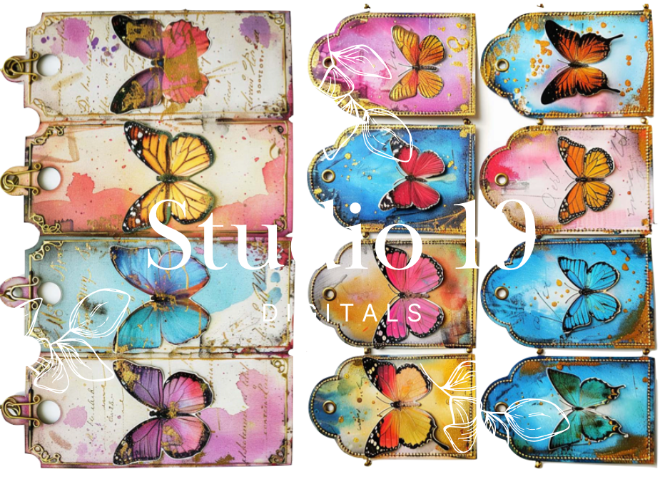 Butterfly ephemera papers (set 1) 14 pages DIGITAL FILE